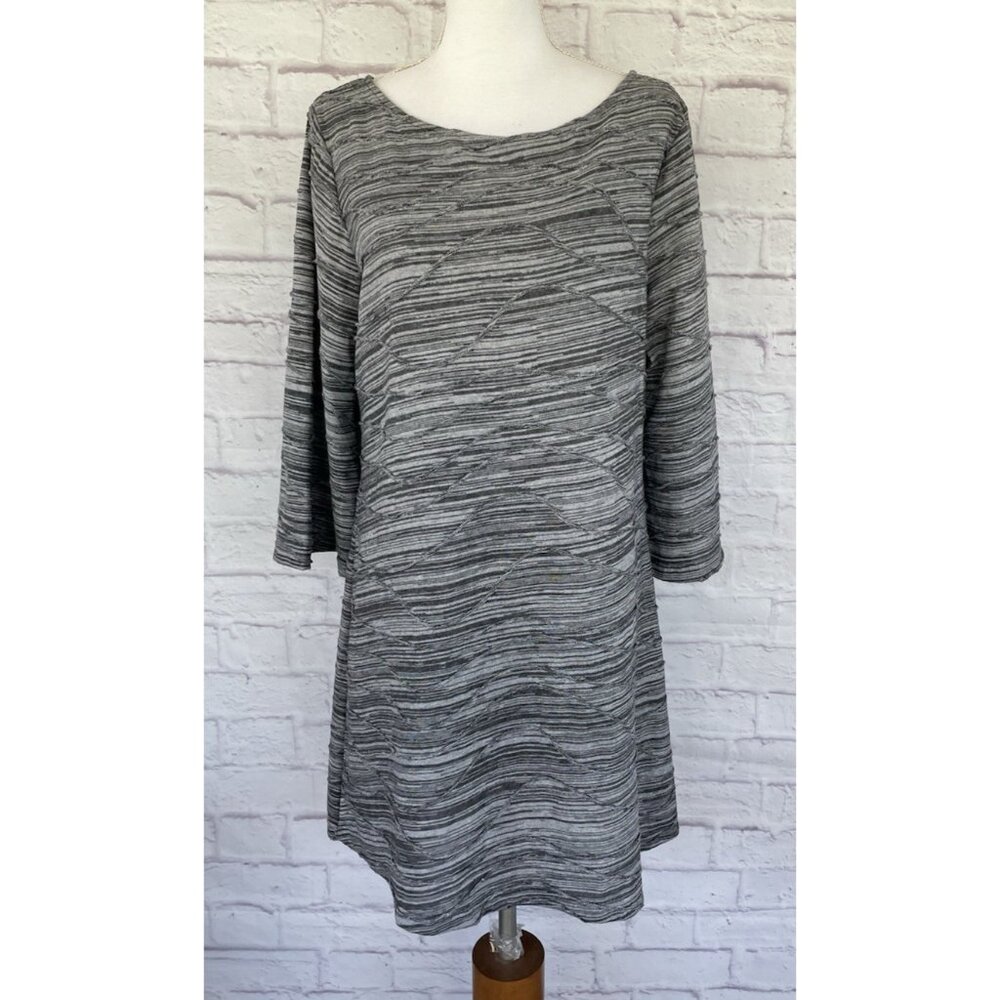 Sharagano Women’s Textured Bell Sleeve Dress Pullover Relaxed Gray Size 14